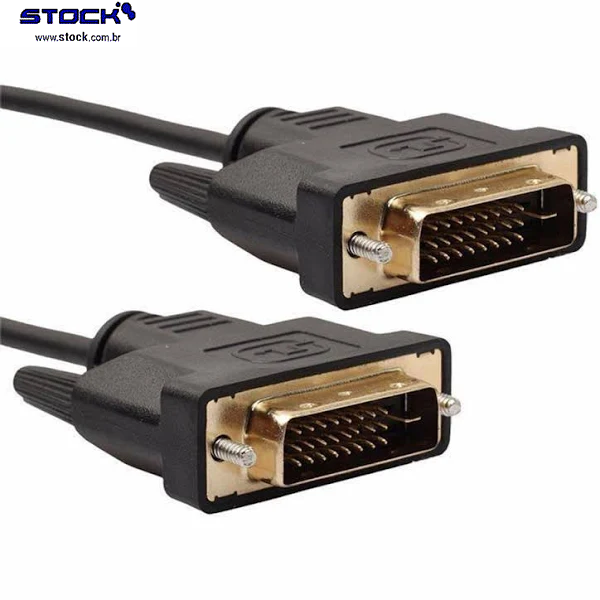 Cabo Dual Link Monitor DVI-D 25 Macho x DVI-D 25 Macho - Contatos dourado - com filtro 1.50 Mts Preto