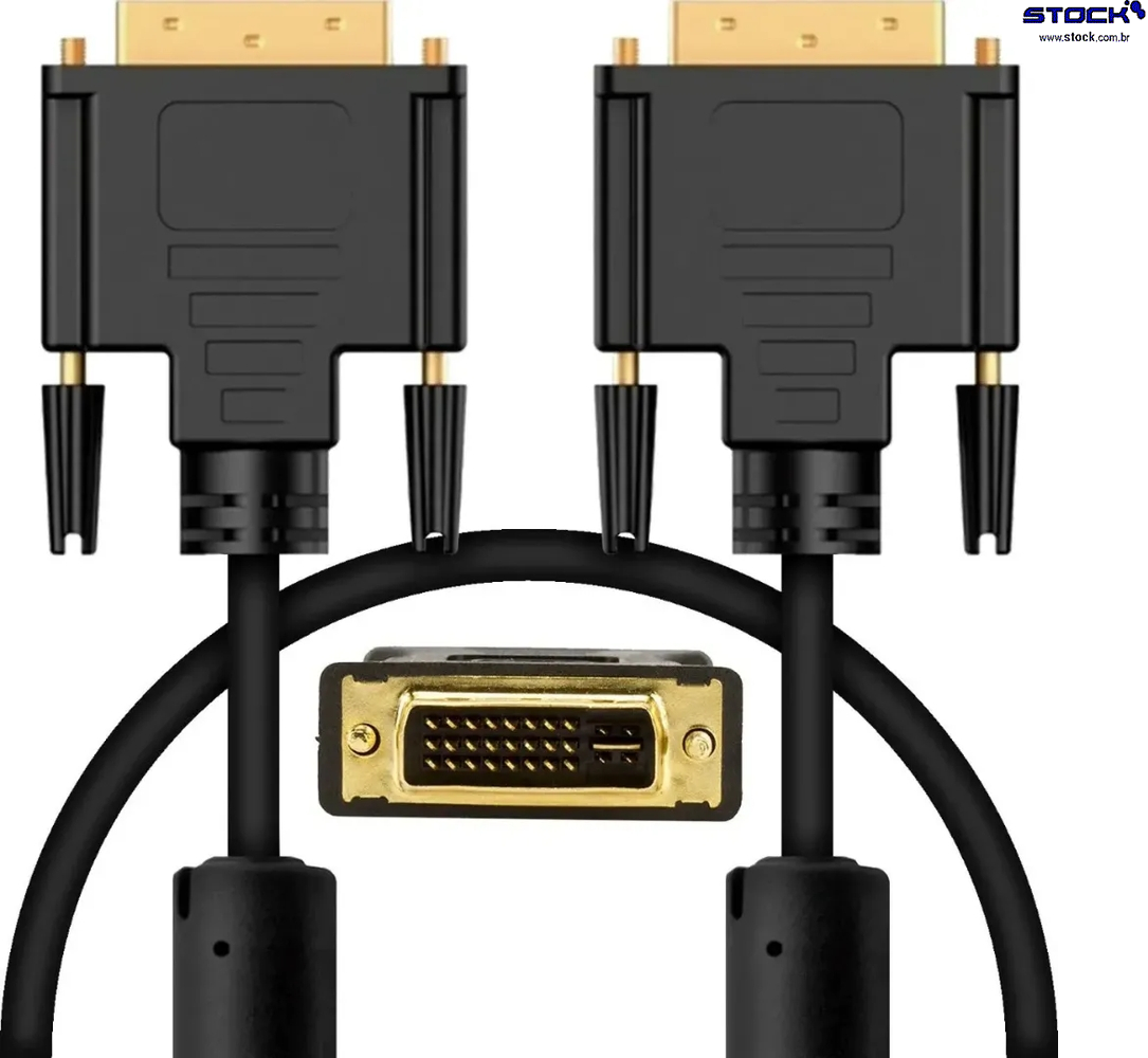 Cabo Dual Link Monitor DVI-D 25 Macho x DVI-D 25 Macho - Contatos dourado - com filtro 1.50 Mts Preto