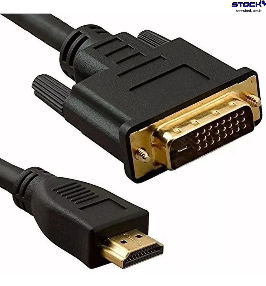 Cabo Dual Link Monitor HDMI Macho x DVI-D Macho 25 pinos (24+1) - contatos dourado - V 1.4 - com Filtro 1.50 Mts Preto