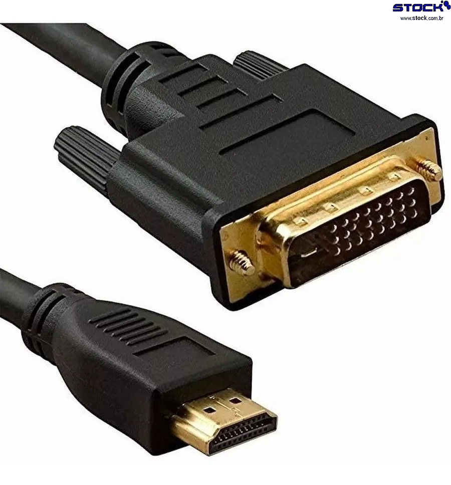 Cabo Dual Link Monitor HDMI Macho x DVI-D Macho 25 pinos (24+1) - contatos dourado - V 1.4 - com Filtro 3.00 Mts Preto