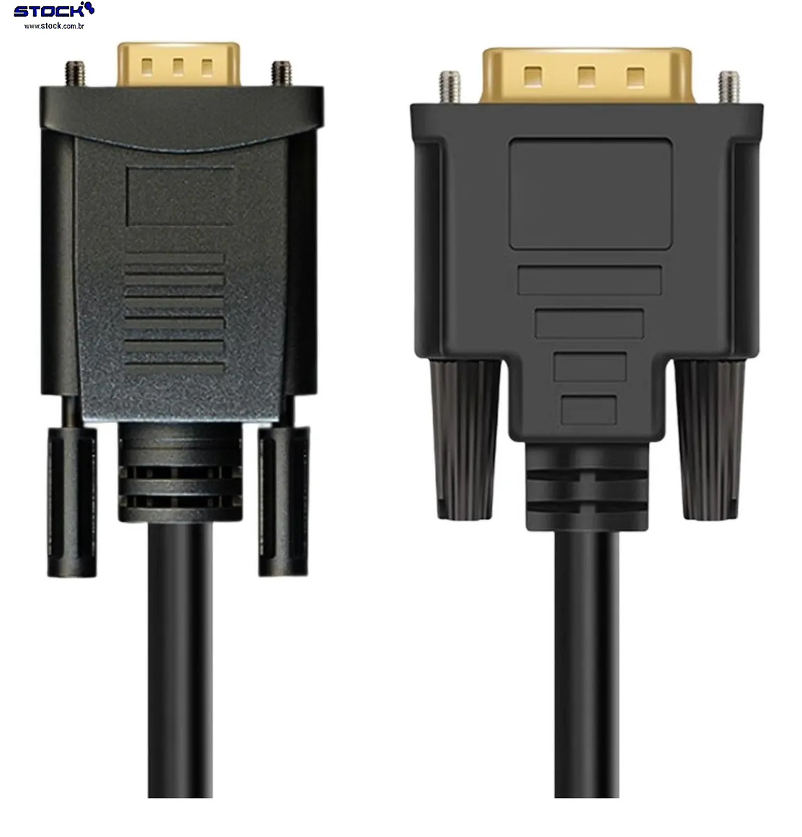 Cabo Monitor DVI-A Macho Single link (12+5) x VGA Macho ( 15 pinos )  - Contatos dourado - com filtro 1.50 mts Preto