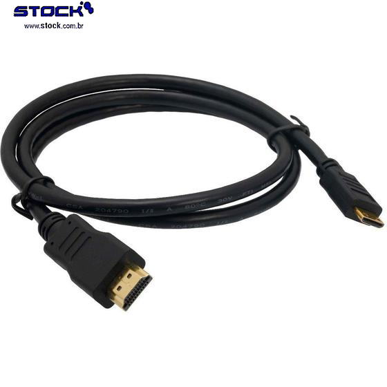 Cabo HDMI Macho x Mini HDMI Macho 1.50 Mts - Contatos dourado - V 1.4 -  Preto