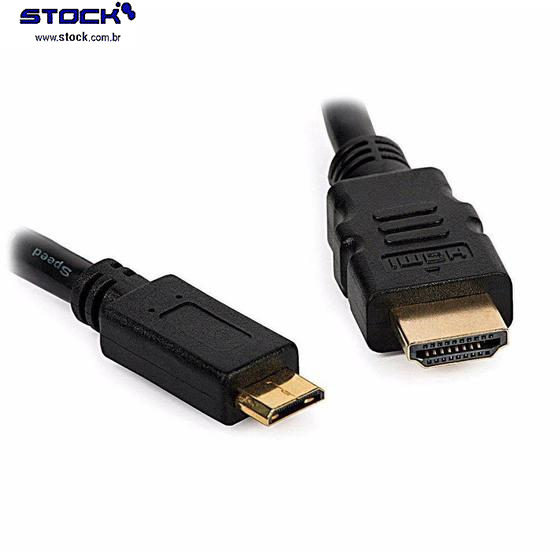 Cabo HDMI Macho x Mini HDMI Macho 1.50 Mts - Contatos dourado - V 1.4 -  Preto