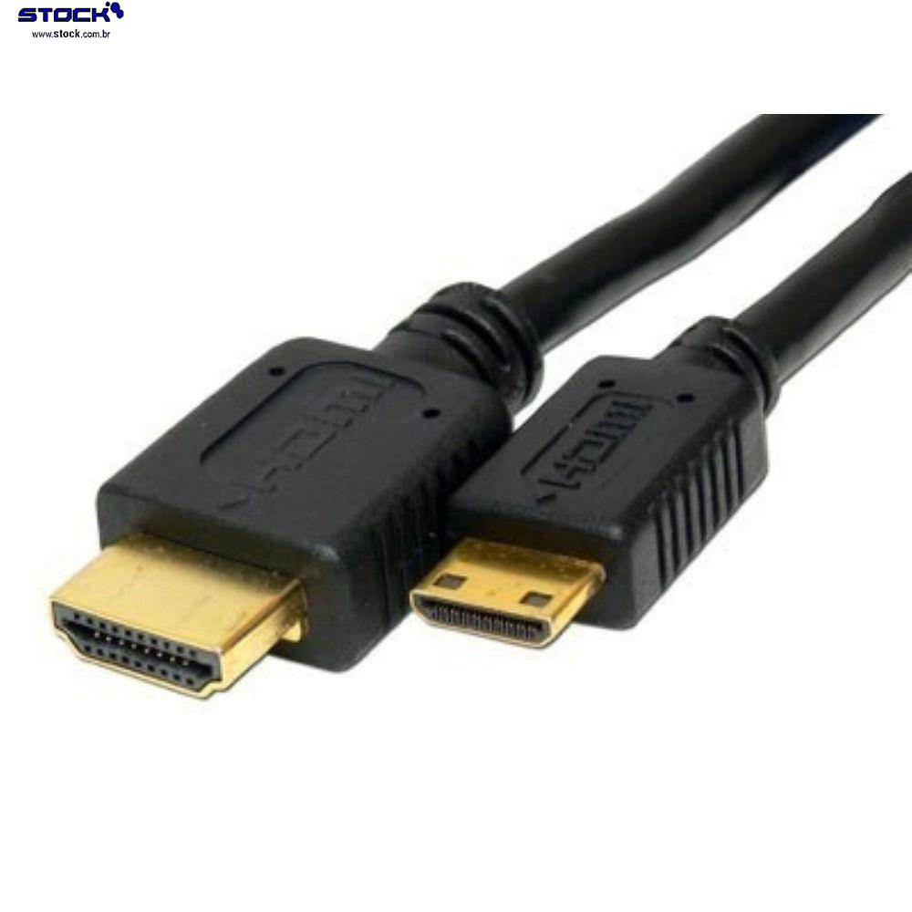 Cabo HDMI Macho x Mini HDMI Macho 1.50 Mts - Contatos dourado - V 1.4 -  Preto