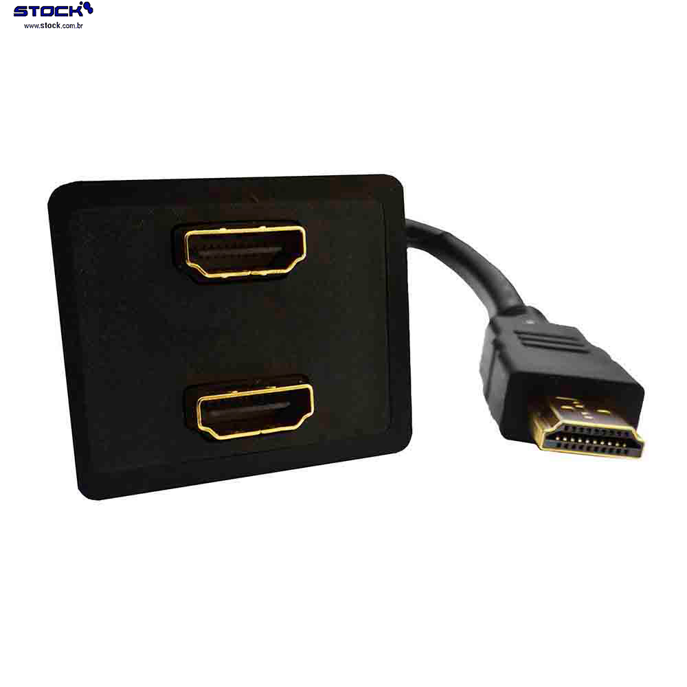 Cabo Y monitor HDMI macho x 02 saídas HDMI fêmea com 20 cm - Contatos dourado - V 1.4 - Preto