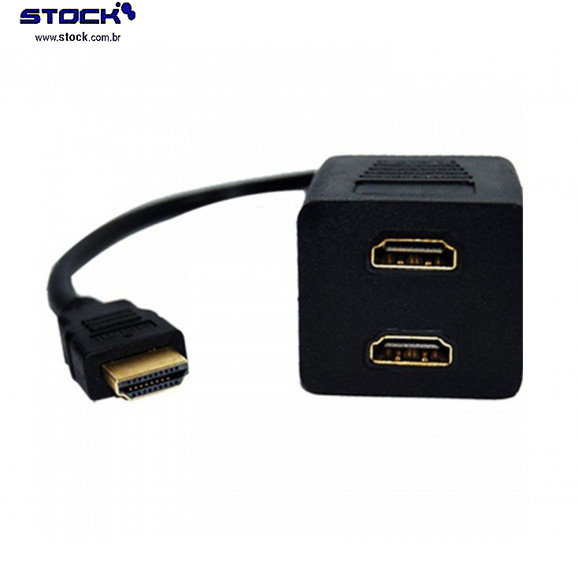 Cabo Y monitor HDMI macho x 02 saídas HDMI fêmea com 20 cm - Contatos dourado - V 1.4 - Preto