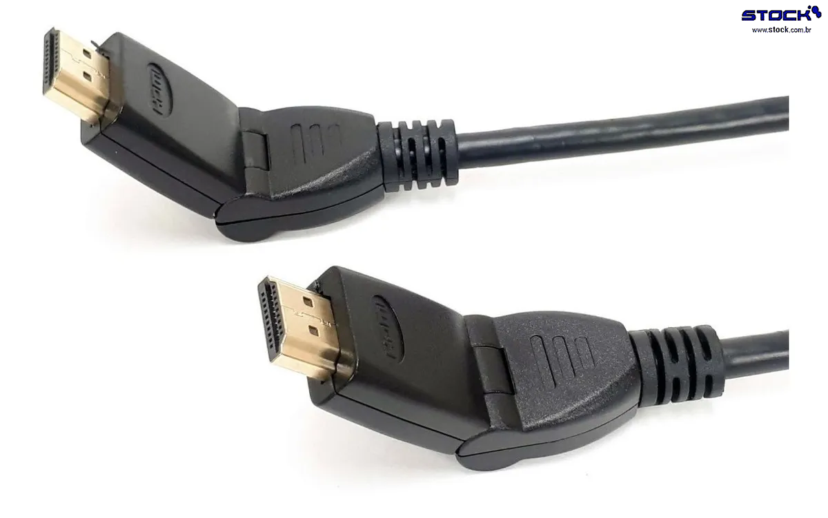 Cabo HDMI Macho x HDMI Macho Rotacional 90/180 Graus 1.50 Mts - Contatos dourado - V 1.4 - Preto