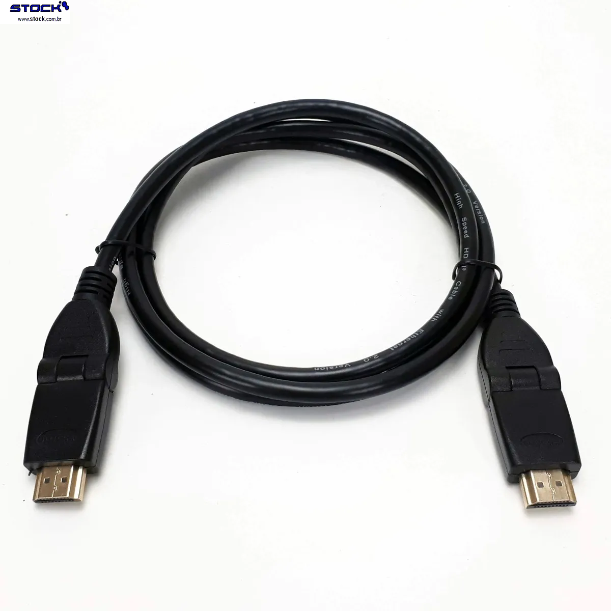 Cabo HDMI Macho x HDMI Macho Rotacional 90/180 Graus 1.50 Mts - Contatos dourado - V 1.4 - Preto