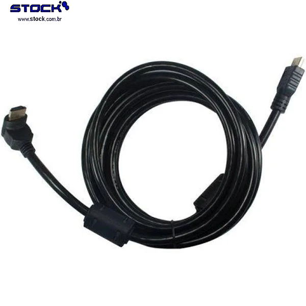 Cabo Monitor HDMI Macho x HDMI Macho Ponteira 90 Graus 2.00 Mts  - Contatos dourado V 1.4- Com Filtro Preto