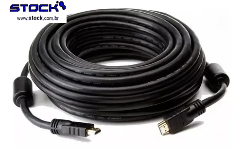 Cabo HDMI Macho x HDMI Macho 20.00 Mts Contatos Dourado V1.4 com filtro Preto