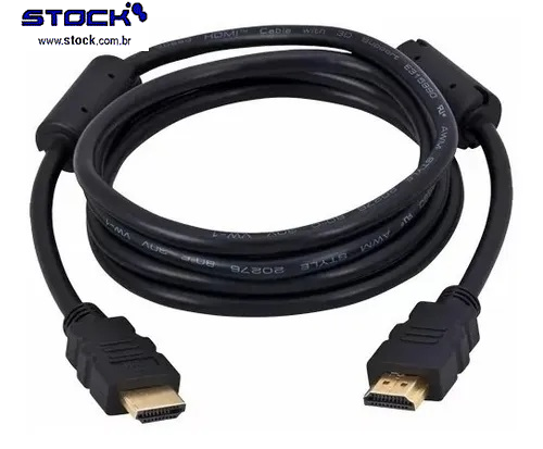 Cabo Monitor HDMI Macho x HDMI Macho 1.50 Mts Contatos Dourado V 1.4 com filtro - Preto
