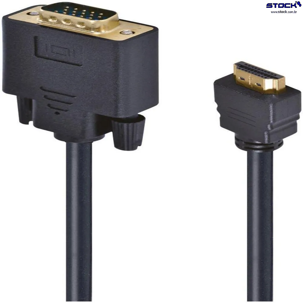 Cabo VGA Macho x HDMI Macho 1.50 Mts V 1.4 com filtro - contatos dourado - Preto