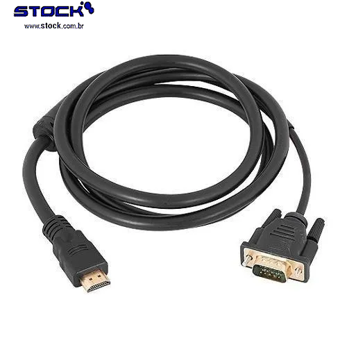 Cabo VGA Macho x HDMI Macho 1.50 Mts V 1.4 com filtro - contatos dourado - Preto