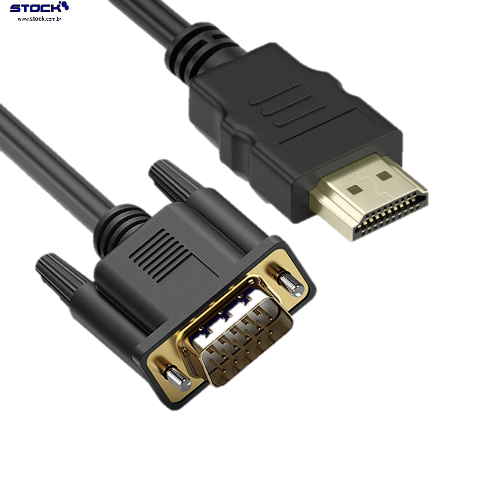 Cabo VGA Macho x HDMI Macho 1.50 Mts V 1.4 com filtro - contatos dourado - Preto