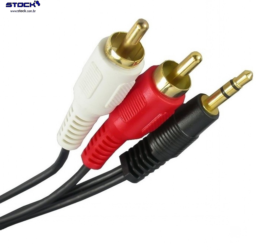 Cabo P2 Macho x 02 RCA 1.50 Mts Dourado