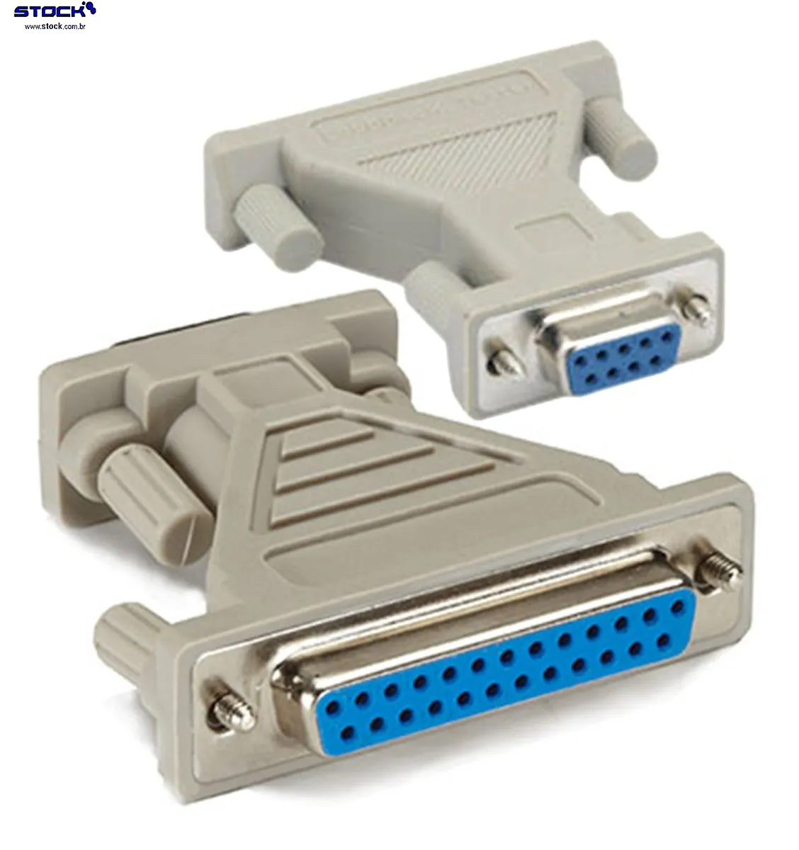 Adaptador Serial DB09 Fêmea x DB25 Fêmea Cinza