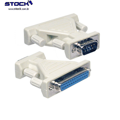 Adaptador-Serial-DB09-Macho-x-DB25-Fêmea-Cinza