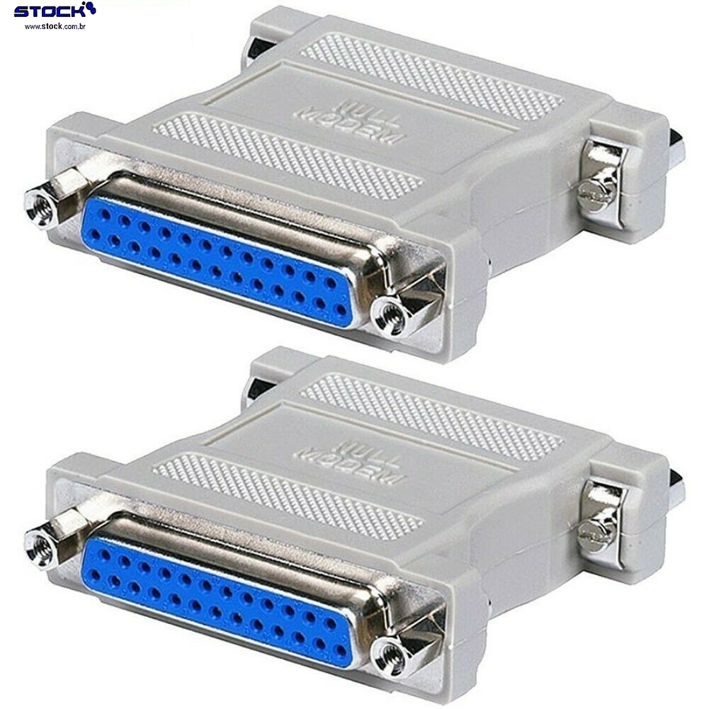 Adaptador Serial DB25 Fêmea x DB25 Fêmea Cinza