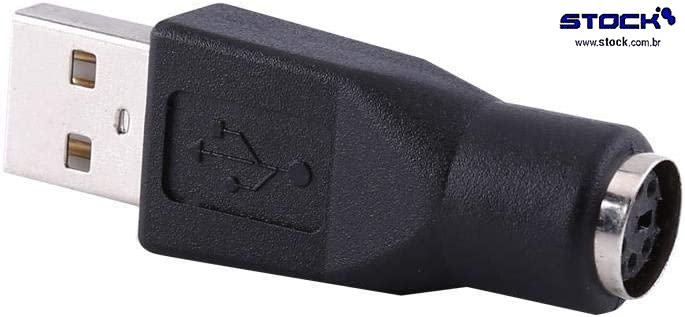 Adaptador USB A Macho x PSII Minidin Fêmea - Preto