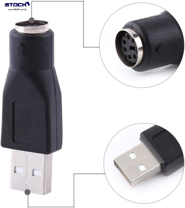 Adaptador USB A Macho x PSII Minidin Fêmea - Preto