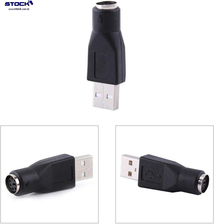 Adaptador USB A Macho x PSII Minidin Fêmea - Preto