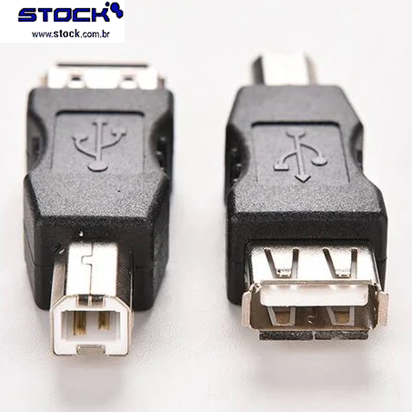 Adaptador USB A Fêmea x USB B Macho - Preto