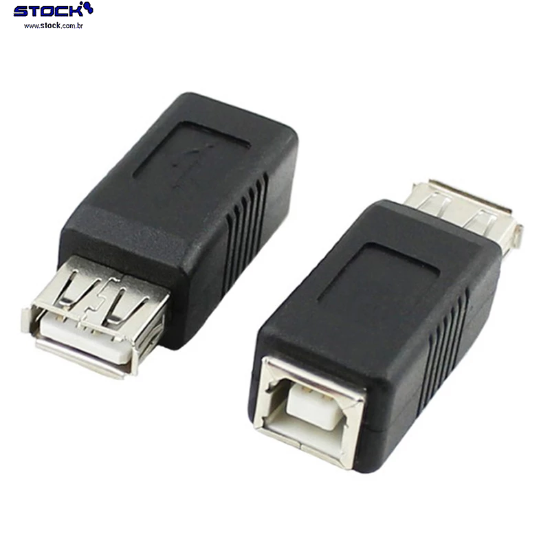 Adaptador USB A Fêmea x USB B Fêmea - Preto