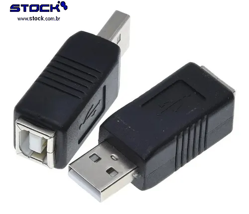 Adaptador USB A Macho x USB B Fêmea - Preto