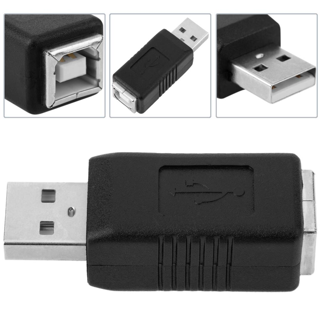 Adaptador USB A Macho x USB B Fêmea - Preto