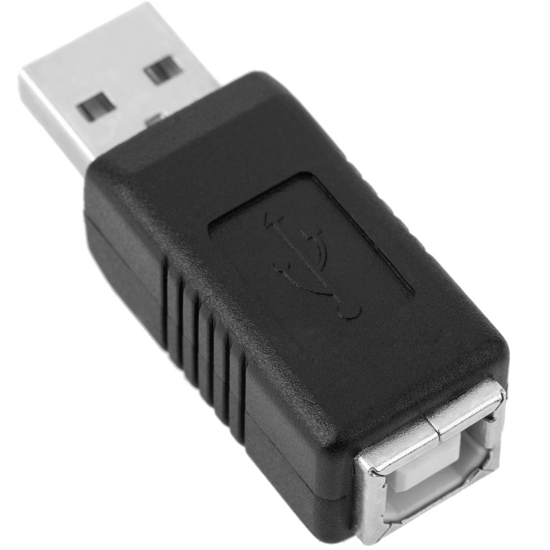 Adaptador USB A Macho x USB B Fêmea - Preto