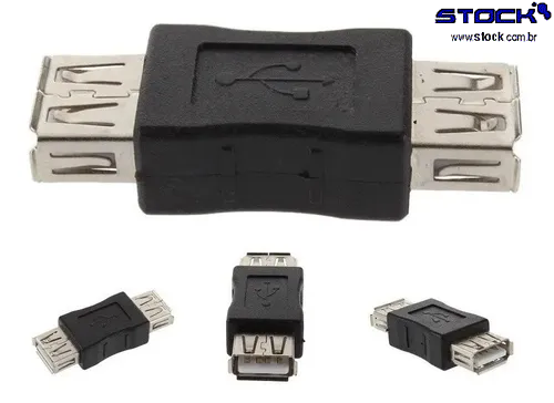 Adaptador USB A Fêmea x USB A Fêmea - Preto