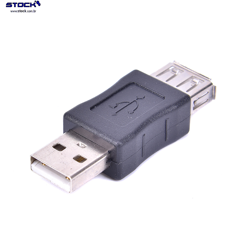Adaptador USB A Macho x USB A Fêmea - Preto