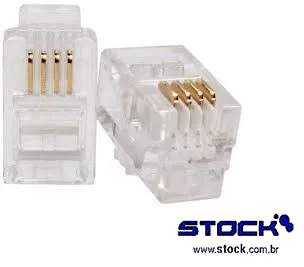 Modular Plug RJ9 4 Vias x 4 Contatos 6U Incolor