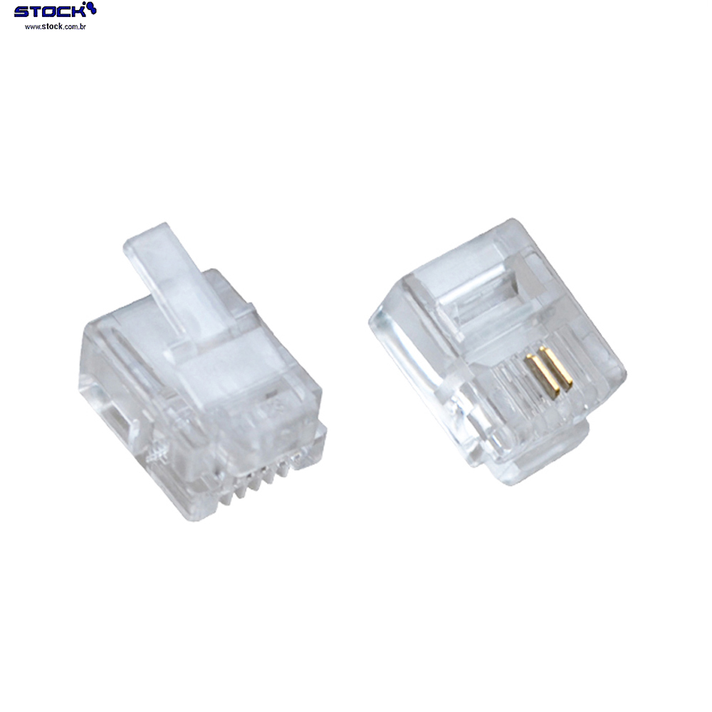 Modular Plug RJ11 6 Vias x 2 Contatos 6U Incolor