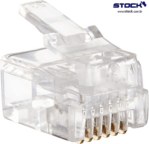 Modular Plug RJ 12 6 Vias x 6 Contatos 6U Incolor