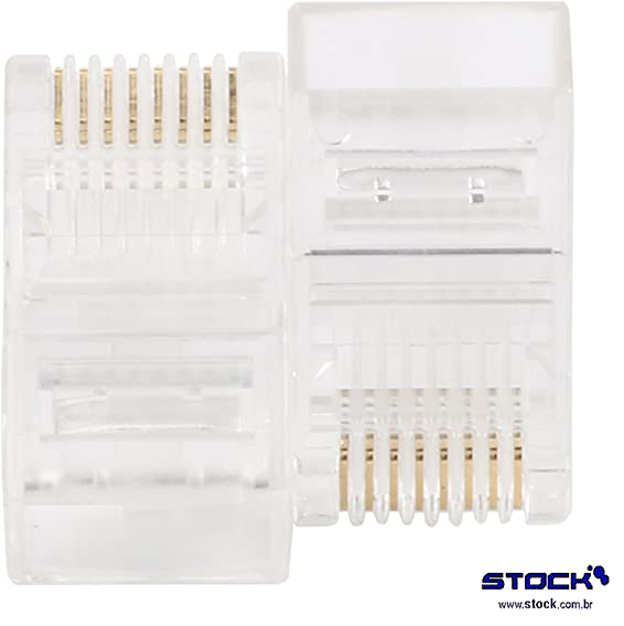 Modular Plug 8 Vias x 8 Contatos 6U RJ45 Incolor