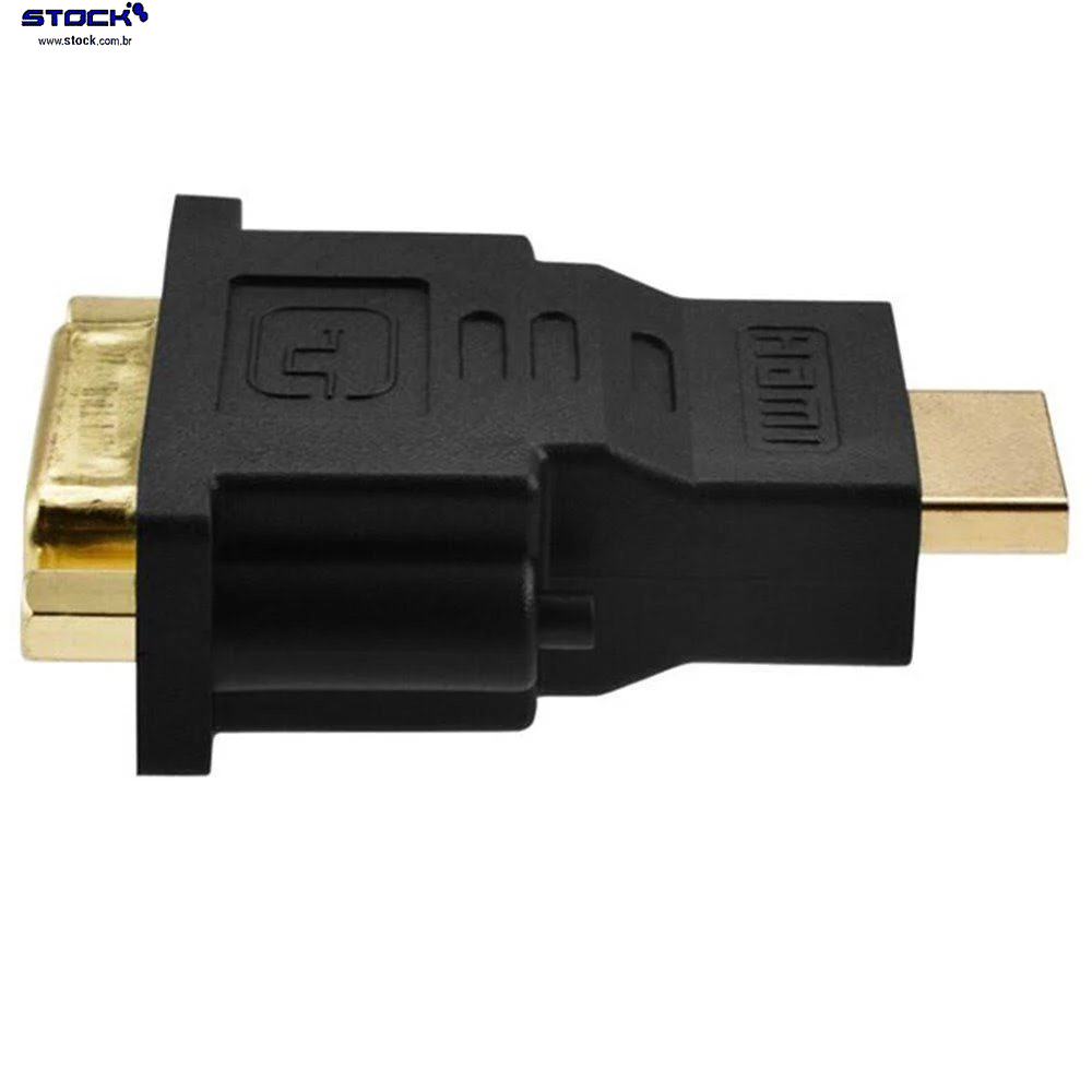 Adaptador HDMI Macho x DVI-I Dual link 24+5 Fêmea - Contatos Dourado - Preto