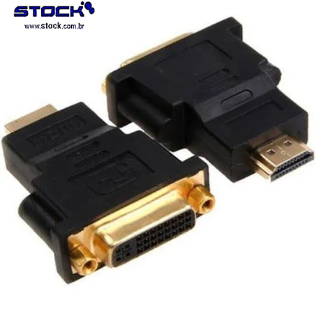 Adaptador HDMI Macho x DVI-I Dual link 24+5 Fêmea - Contatos Dourado - Preto