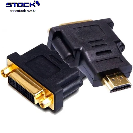 Adaptador HDMI Macho x DVI-I Dual link 24+5 Fêmea - Contatos Dourado - Preto