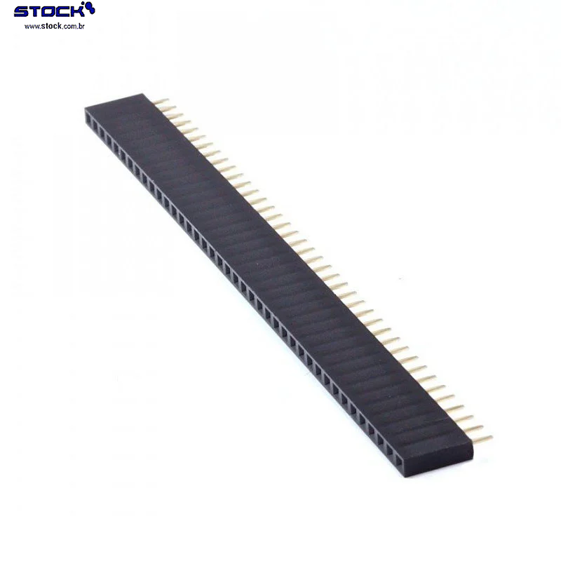 Barra de pinos Fêmea 40 pinos fileira simples 1x40 vias 180 Graus - Modu para PCI