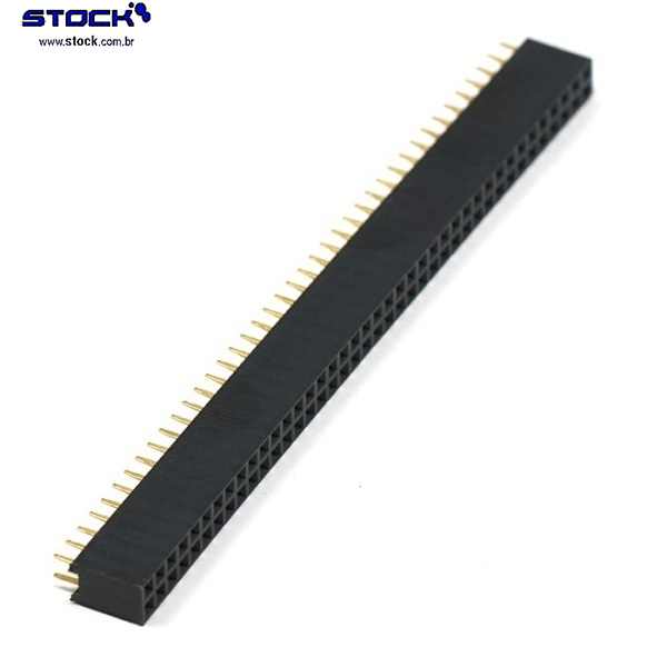 Barra de pinos Fêmea 80 pinos fileira simples 2x40 vias 180 Graus - Modu para PCI