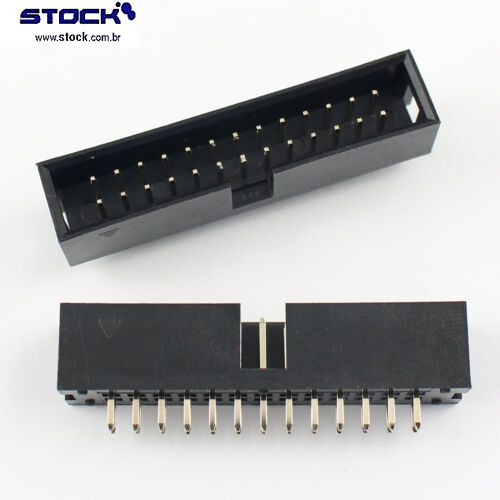 IDC-Box-Header-p-PCI-26-Pinos-Macho-Pitch-2,54mm--Fileira-dupla–-02x13-180-Graus---Preto