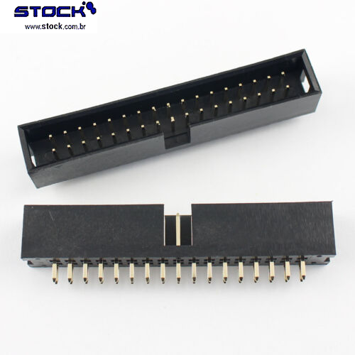 IDC Box Header p/ PCI 34 Pinos Macho Pitch 2,54mm- Fileira dupla– 02x17 180 Graus - Preto