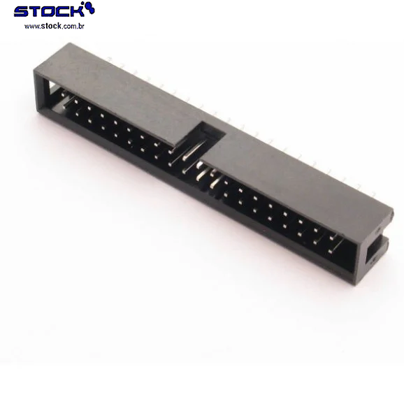 IDC Box Header p/ PCI 40 Pinos Macho Pitch 2,54mm- Fileira dupla– 02x20 180 Graus - Preto