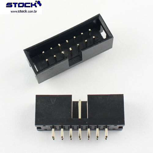 IDC-Box-Header-p-PCI-14-Pinos-Macho-Pitch-2,54mm--Fileira-dupla–-02x07-180-Graus---Preto