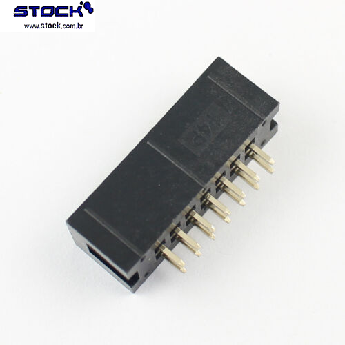 IDC Box Header p/ PCI 14 Pinos Macho Pitch 2,54mm- Fileira dupla– 02x07 180 Graus - Preto