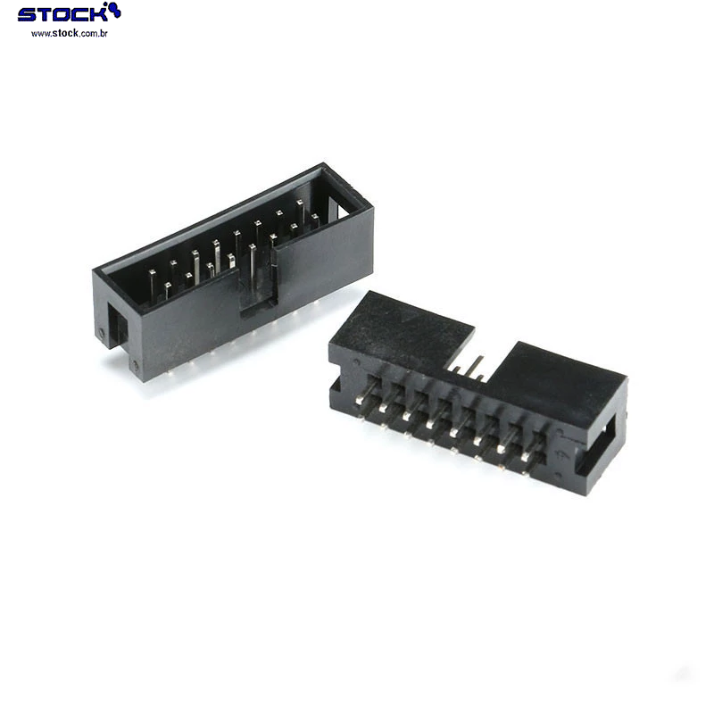 IDC Box Header p/ PCI 16 Pinos Macho Pitch 2,54mm- Fileira dupla– 02x08 180 Graus - Preto
