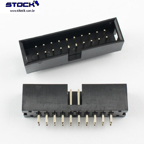 IDC-Box-Header-p-PCI-20-Pinos-Macho-Pitch-2,54mm--Fileira-dupla–-02x10-180-Graus---Preto