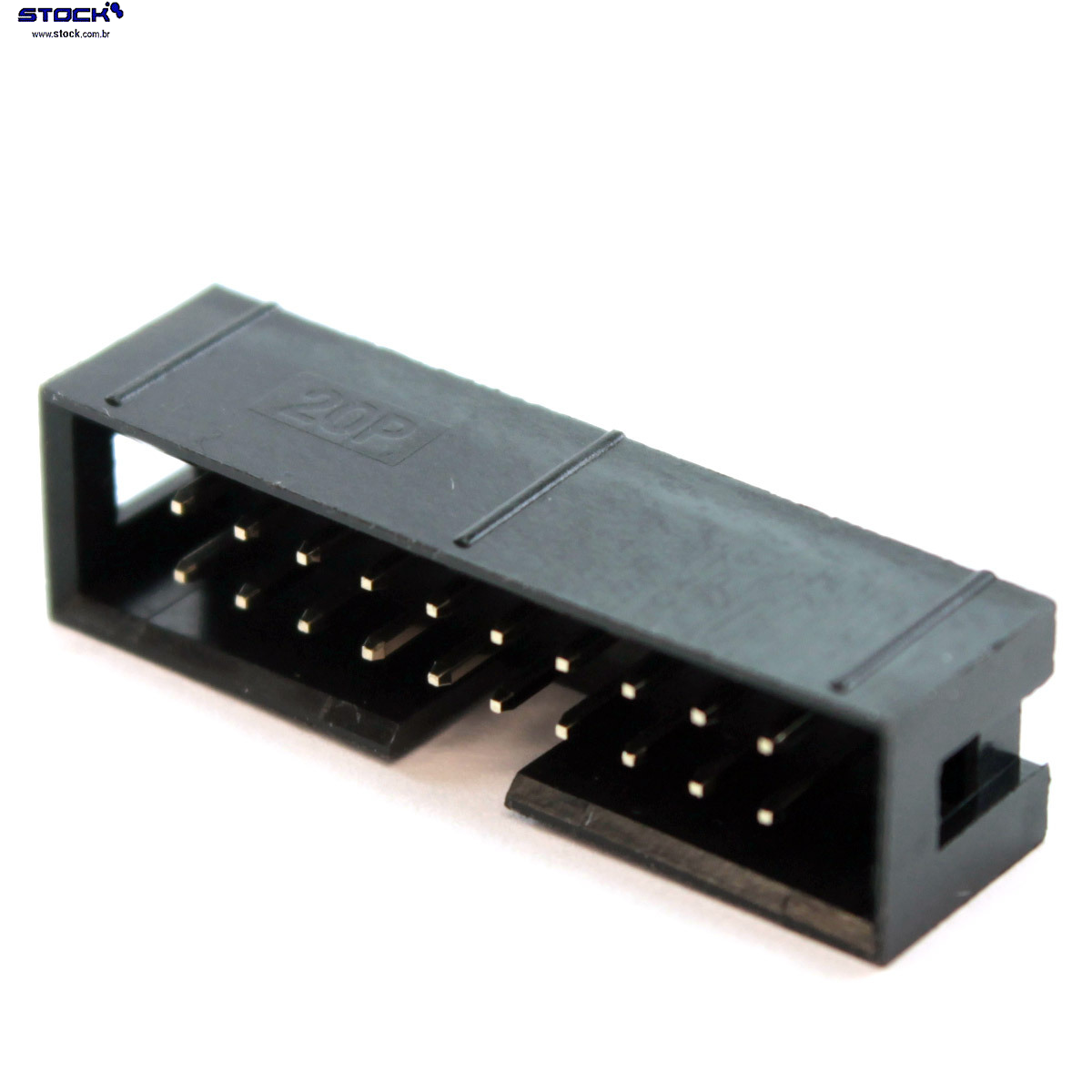 IDC Box Header p/ PCI 20 Pinos Macho Pitch 2,54mm- Fileira dupla– 02x10 180 Graus - Preto
