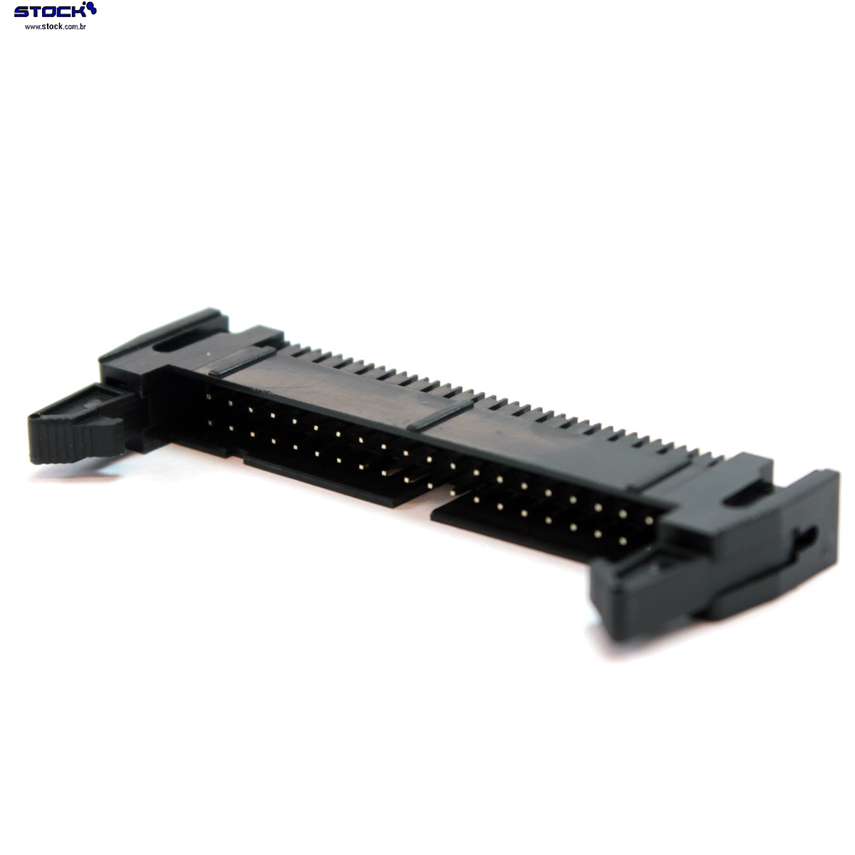 IDC Box Header com Ejetor longo p/ PCI 40 Pinos Macho Pitch 2,54mm - Fileira dupla – 02x20 180 Graus - Preto